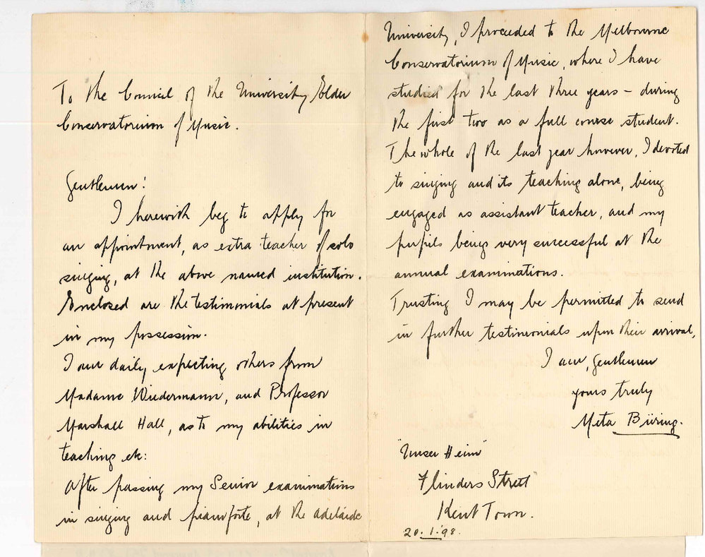 Miss Meta Biiring - Kent Town - Application Extra Teacher Singing Conservatorium