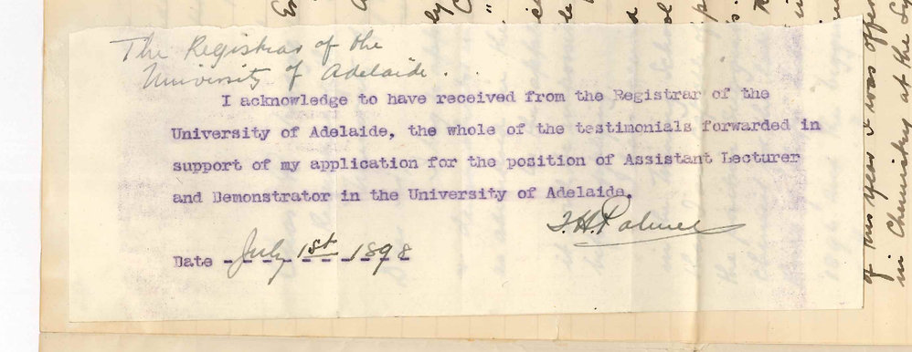 Thomas H Palmer - Sydney - Application Position Assistant Lecturer and Demonstrator in Chemistry