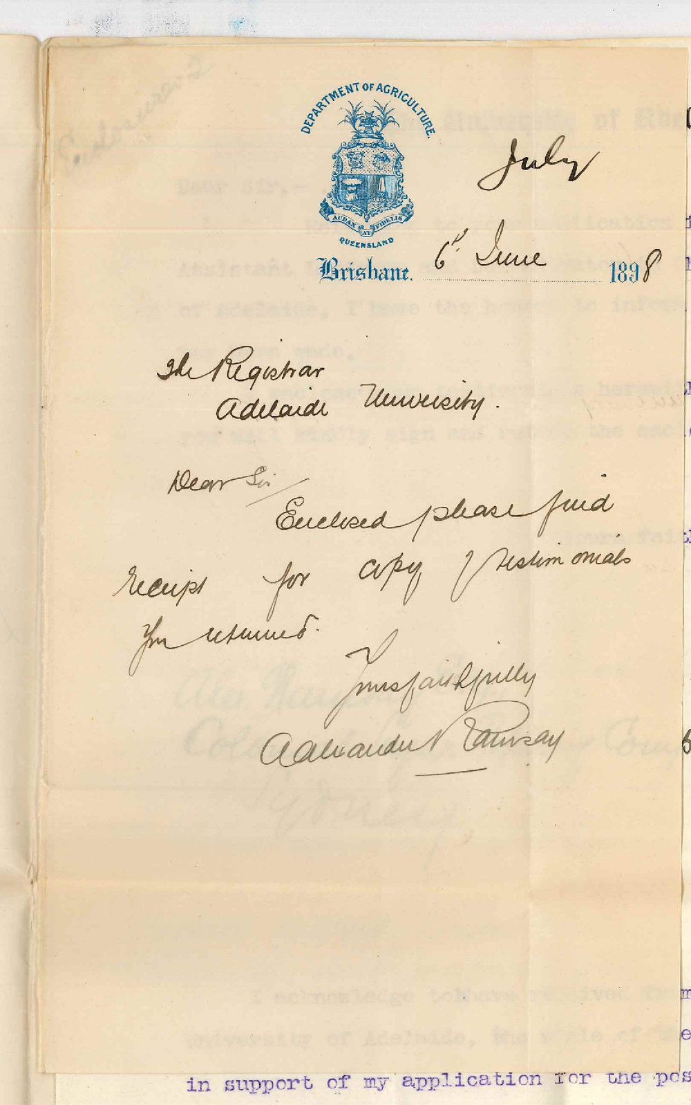 Alexander Ramsay - Sydney - Application Position Lecturer and Demonstrator in Chemistry