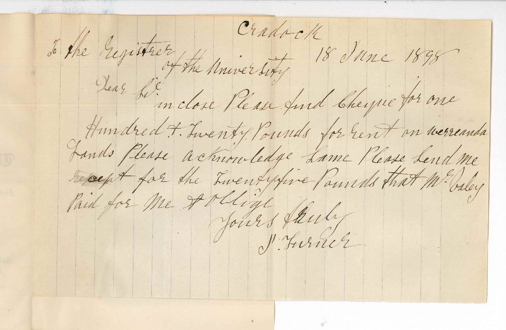 Joseph Turner - Cradock - Cheque for rent Wirreanda