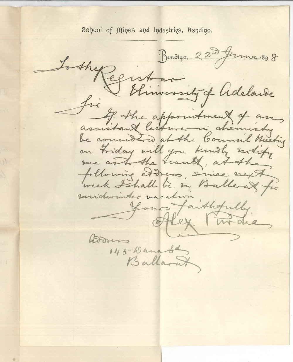 Alex Purdie - Bendigo - Request to be notified when Position of Demonstrator filled