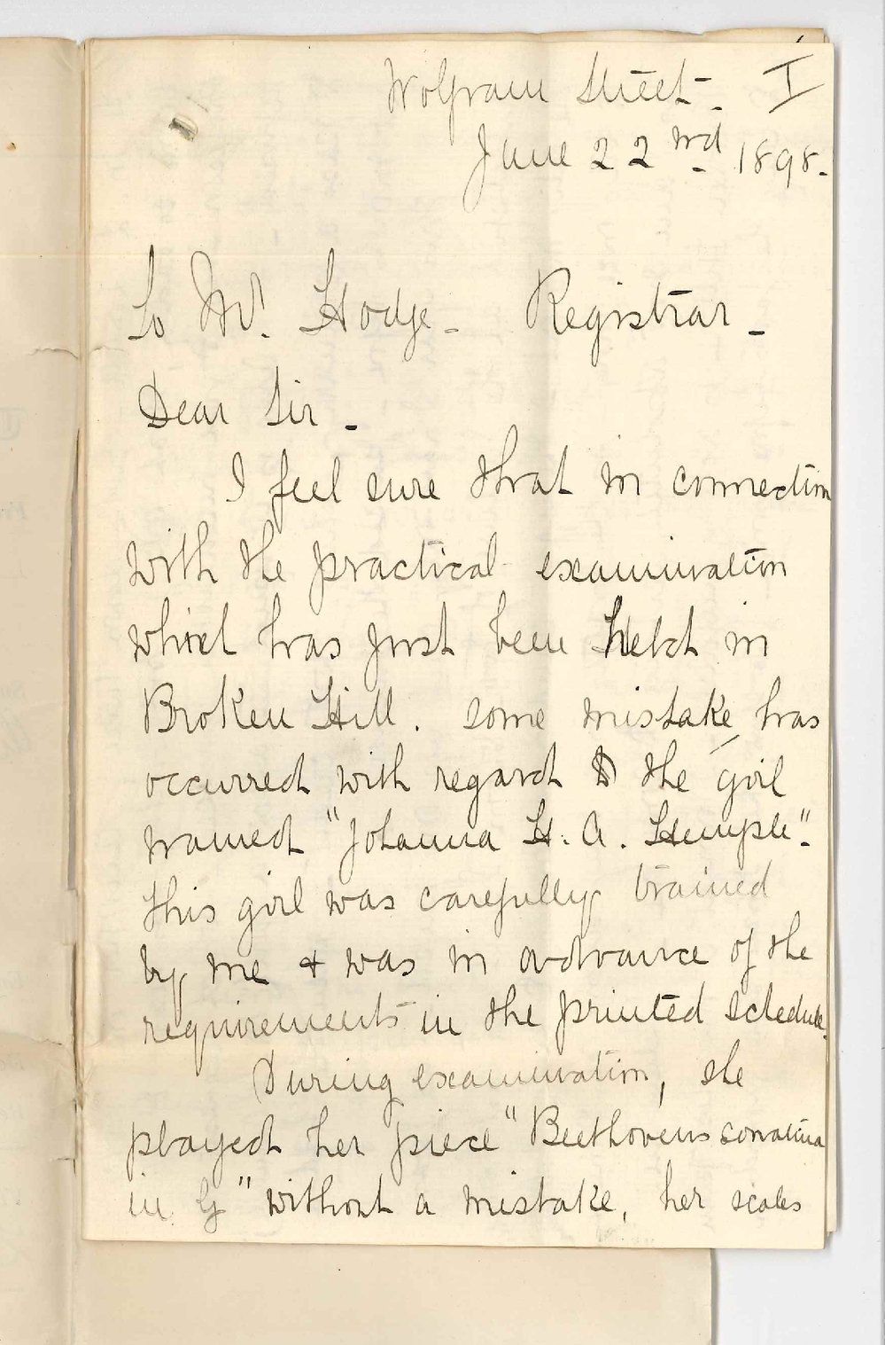 Miss M L Paul - Broken Hill - Complaints re the Primary Examination