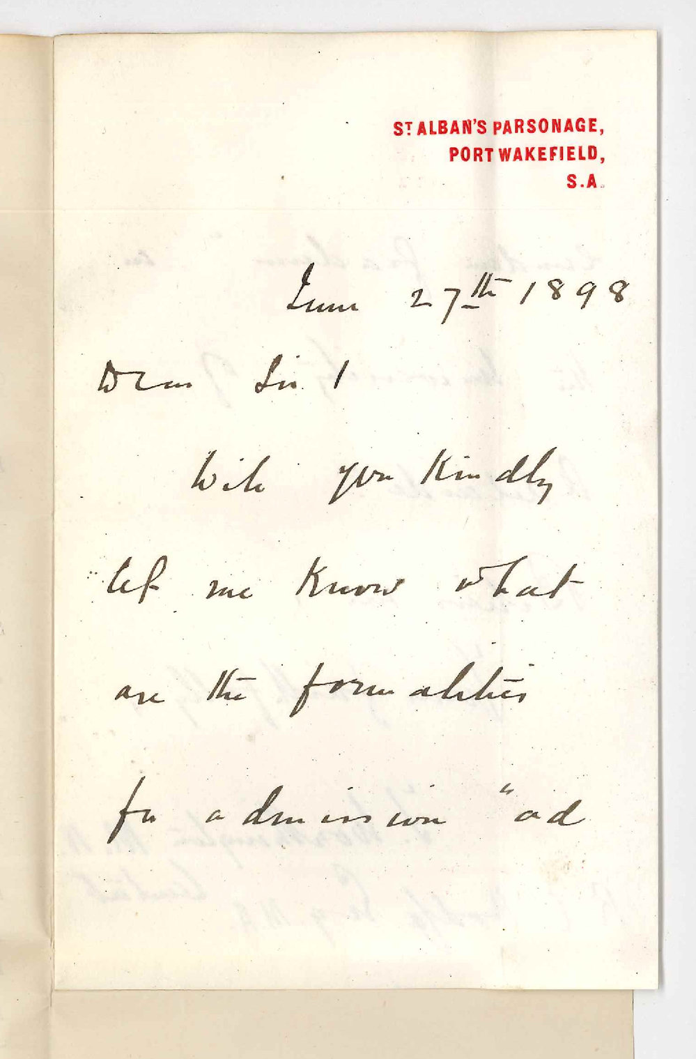 Reverend Thomas Worthington - Port Wakefield - Admission ad eundem gradum