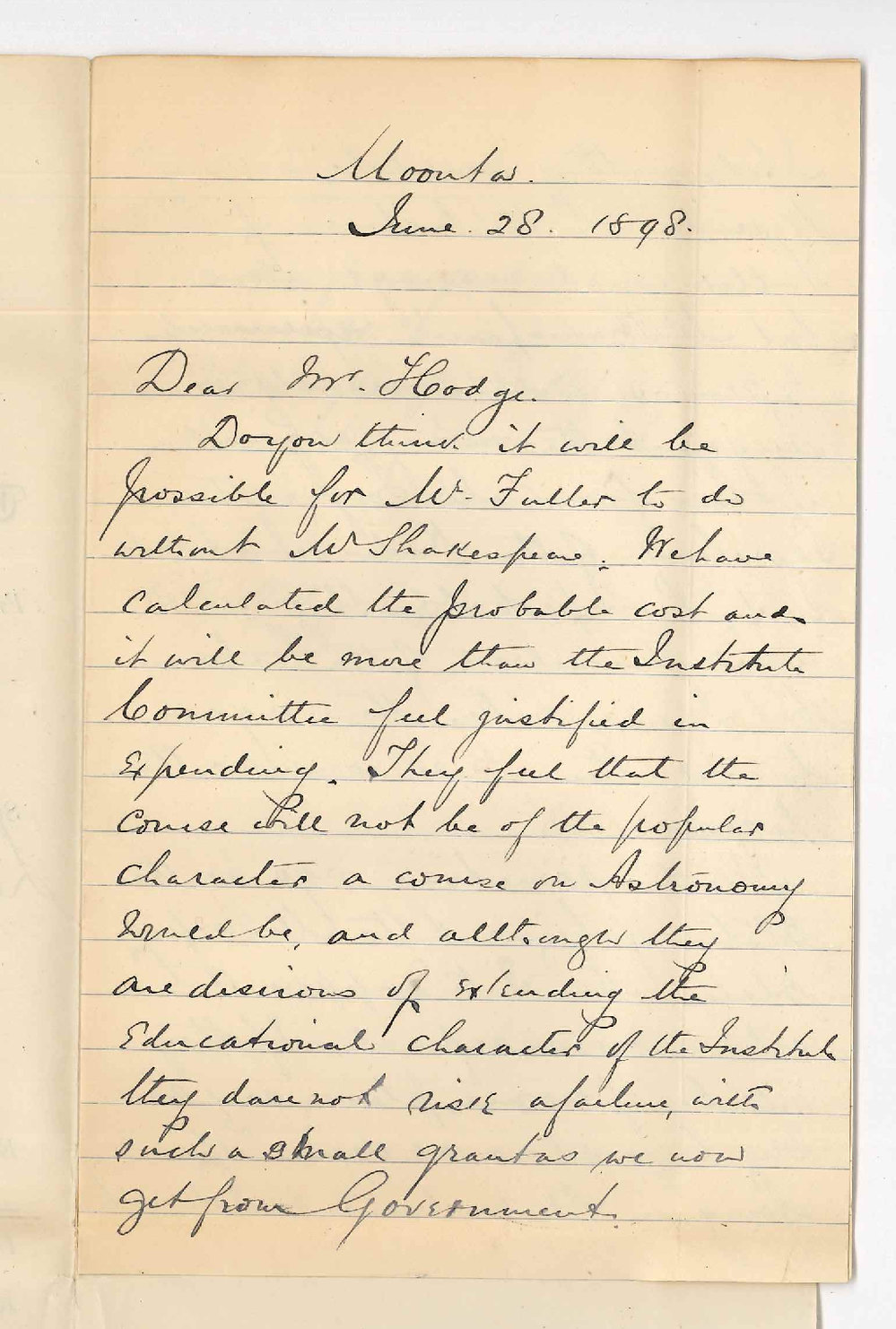 Dr J H G Drummond - Moonta - Extension Lectures