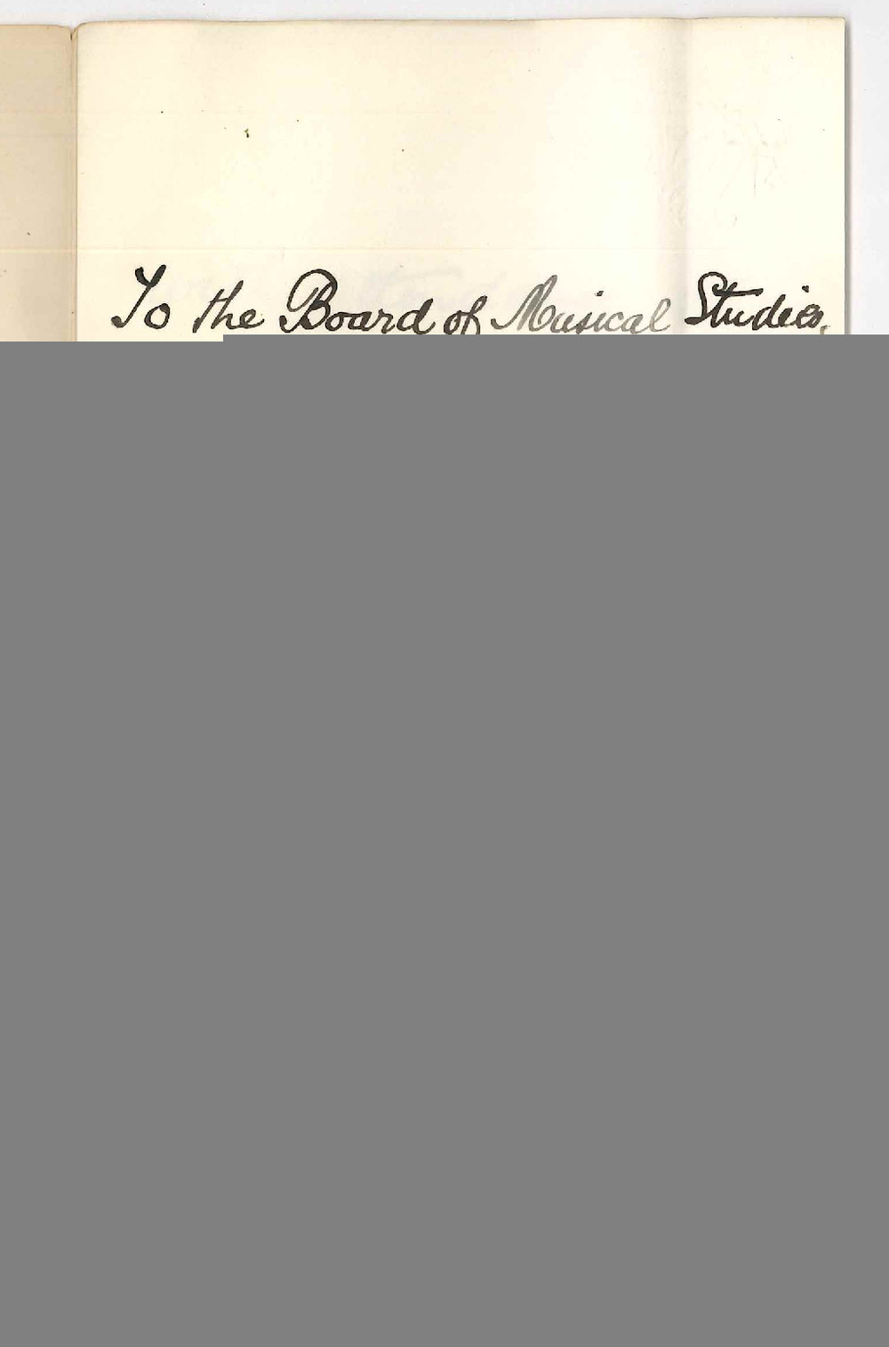 Arthur H Otto - Halifax Street - Asking for Credit for attendance at Mus Bac Lectures