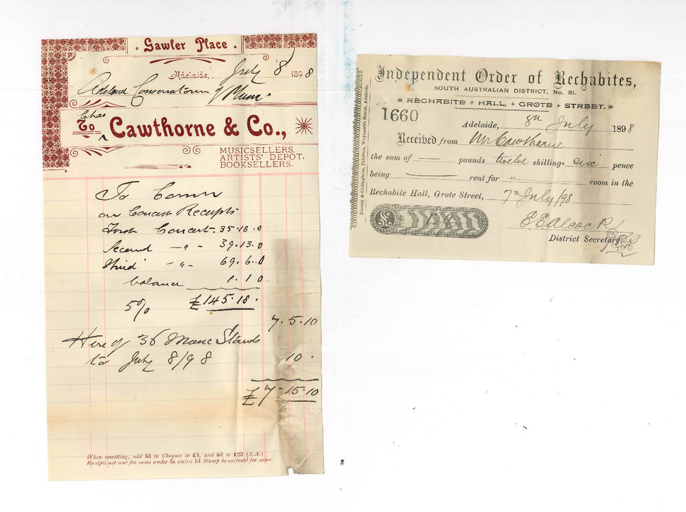 Charles Cawthorne - Adelaide - Orchestral Concert Statement herewith