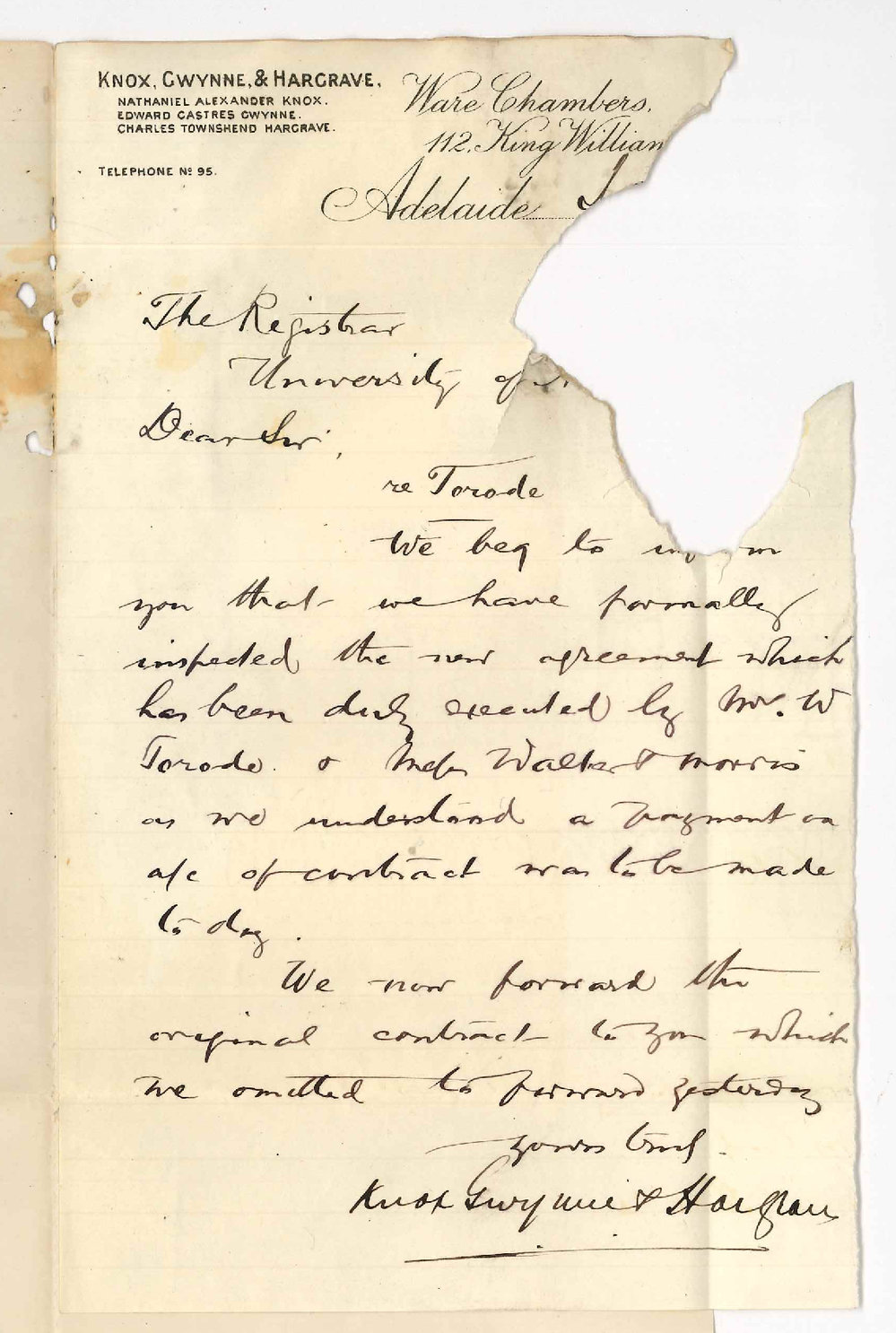 Knox Gwynne and Hargrave - Conservatorium Buildings Agreement