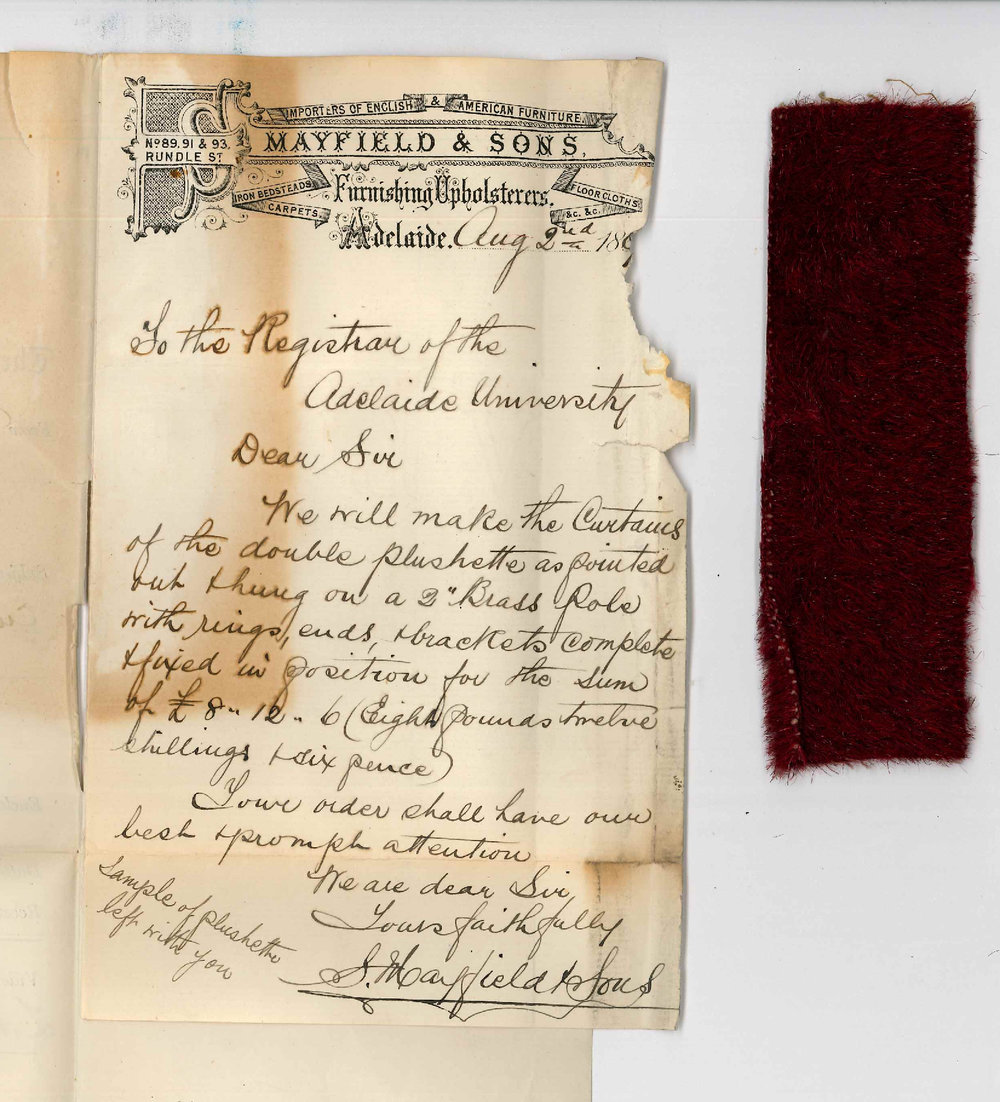 S Mayfield and Son - Adelaide - Price for plushette curtain and rod