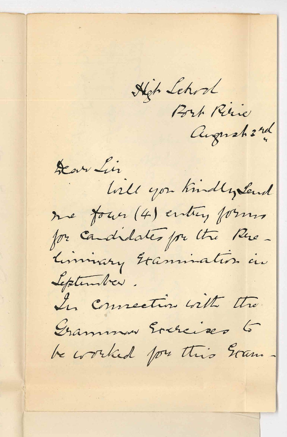 Miss Bessie Scott - Port Pirie - Re Grammar text book for the Preliminary Examination