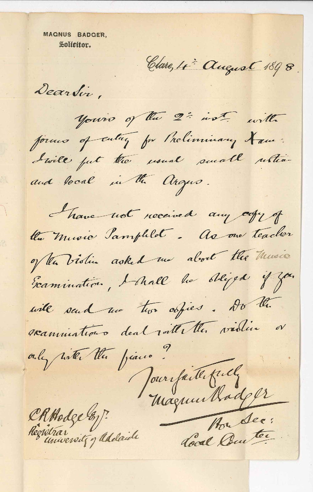 Magnus Badger - Clare - Local Examination