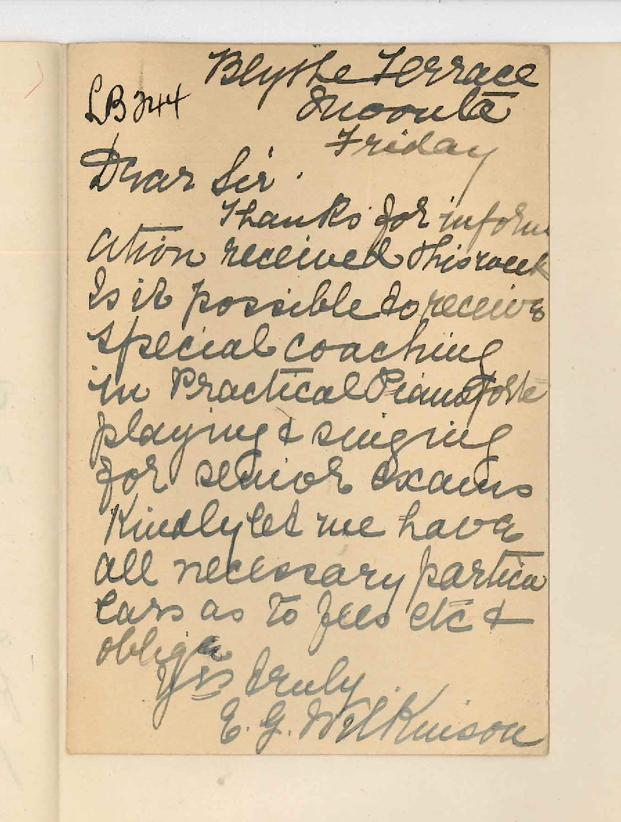 Mrs Wilkinson - Moonta - Special coaching for Senior Practical Piano