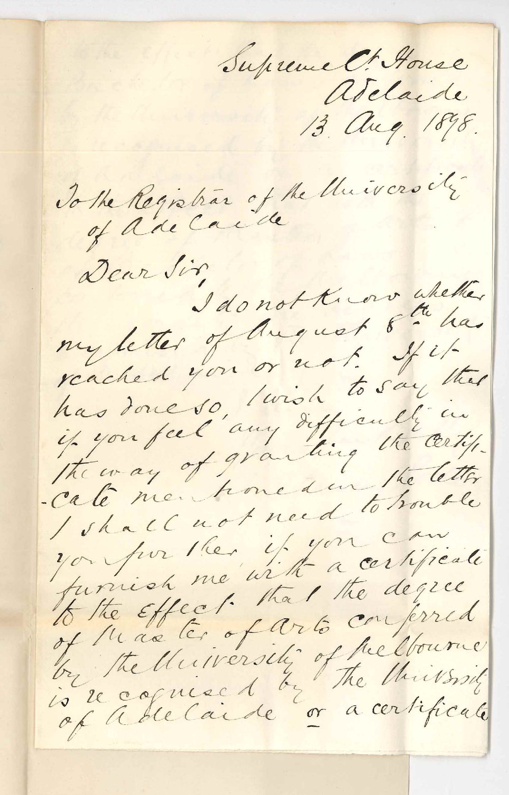 Thomas Slaney Poole - Supreme Court - Request Degrees may recognised by University if unable to grant Matric Certificate