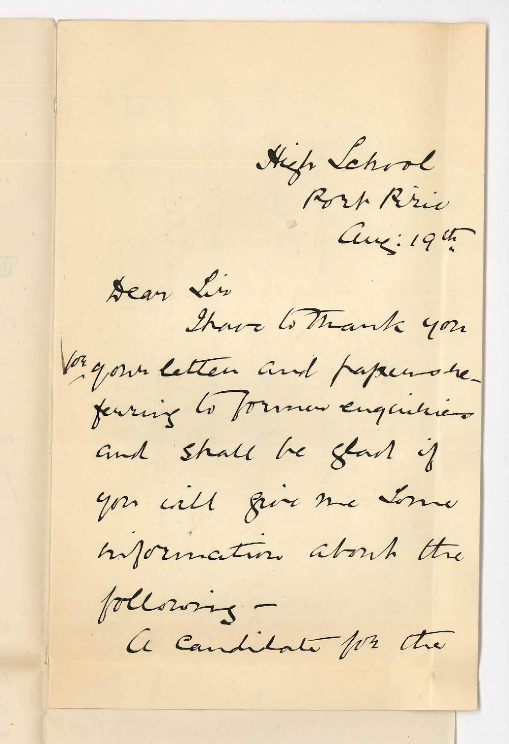 Miss Bessie Scott - Port Pirie - Re a Candidate for the Junior Public