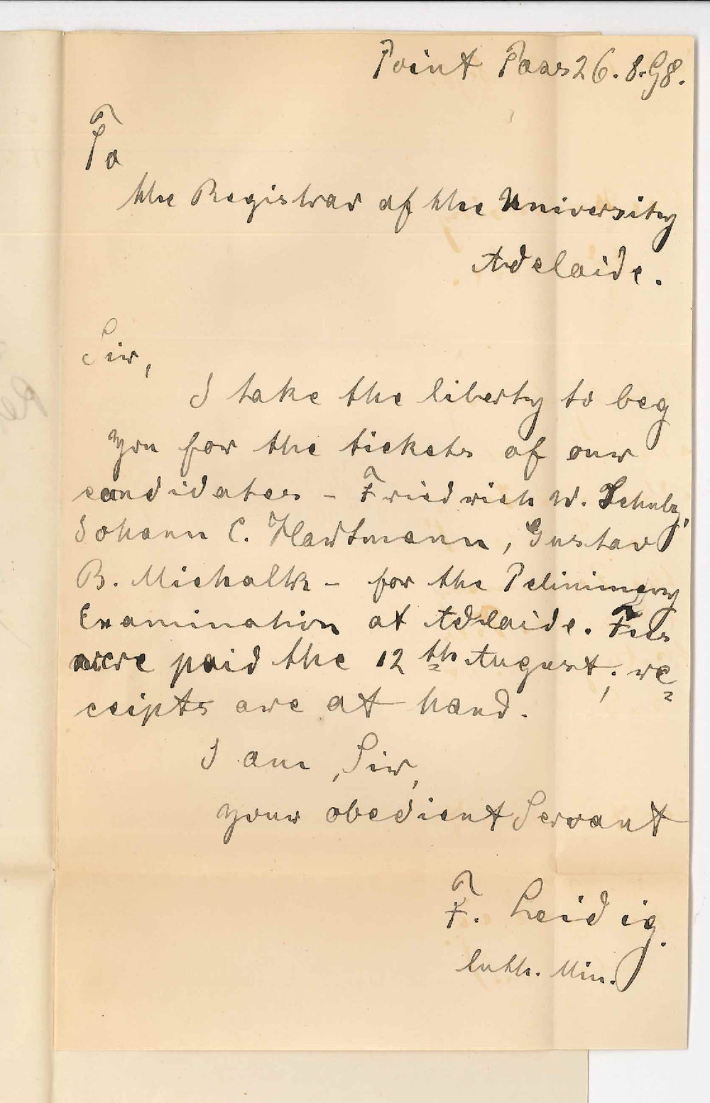 Reverend F Leidig - Point Pass - Asking for Candidates Cards