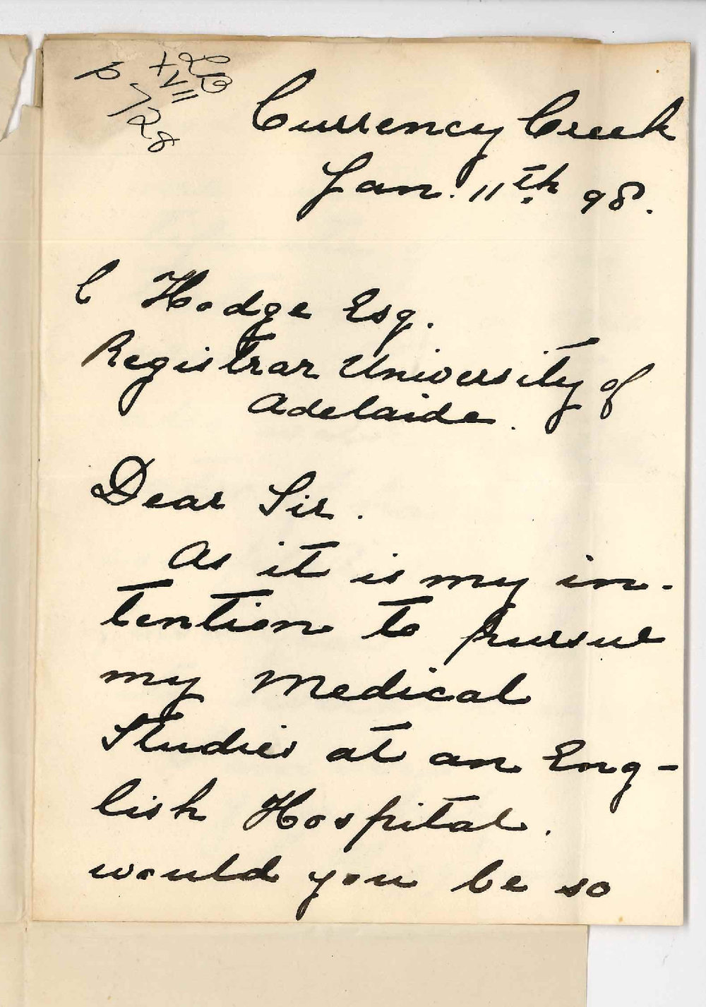 C Higgins - Currency Creek - Request Certificate of resignation as Medical Student and Certificate for 1st Years work