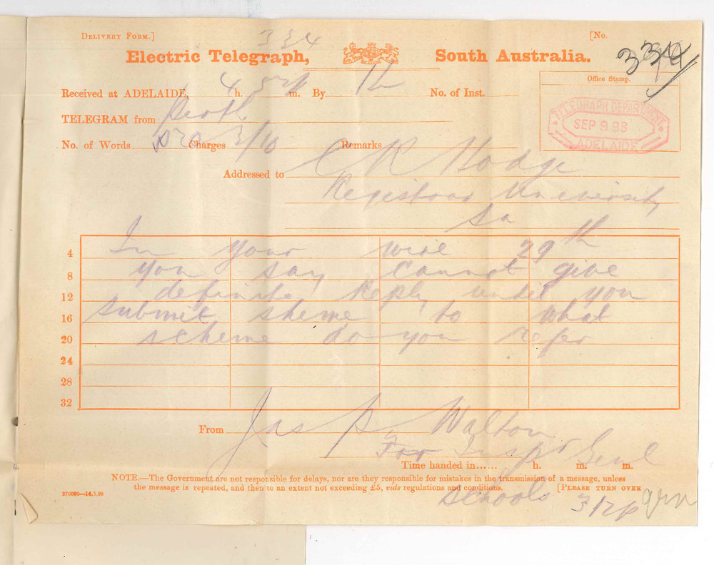 James P Walton per Inspector General Schools - Perth - To what scheme do you refer in your wire of 29th ultimatum