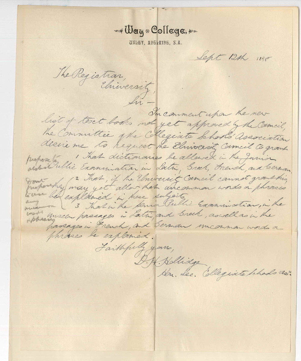 David Henry Hollidge - Unley - New list of Text Books