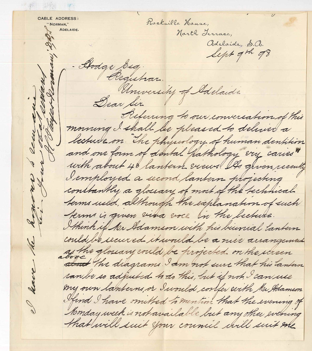 Dr H Hayes Norman DDS - Adelaide - Lecture on The Physiology of Human Dentition