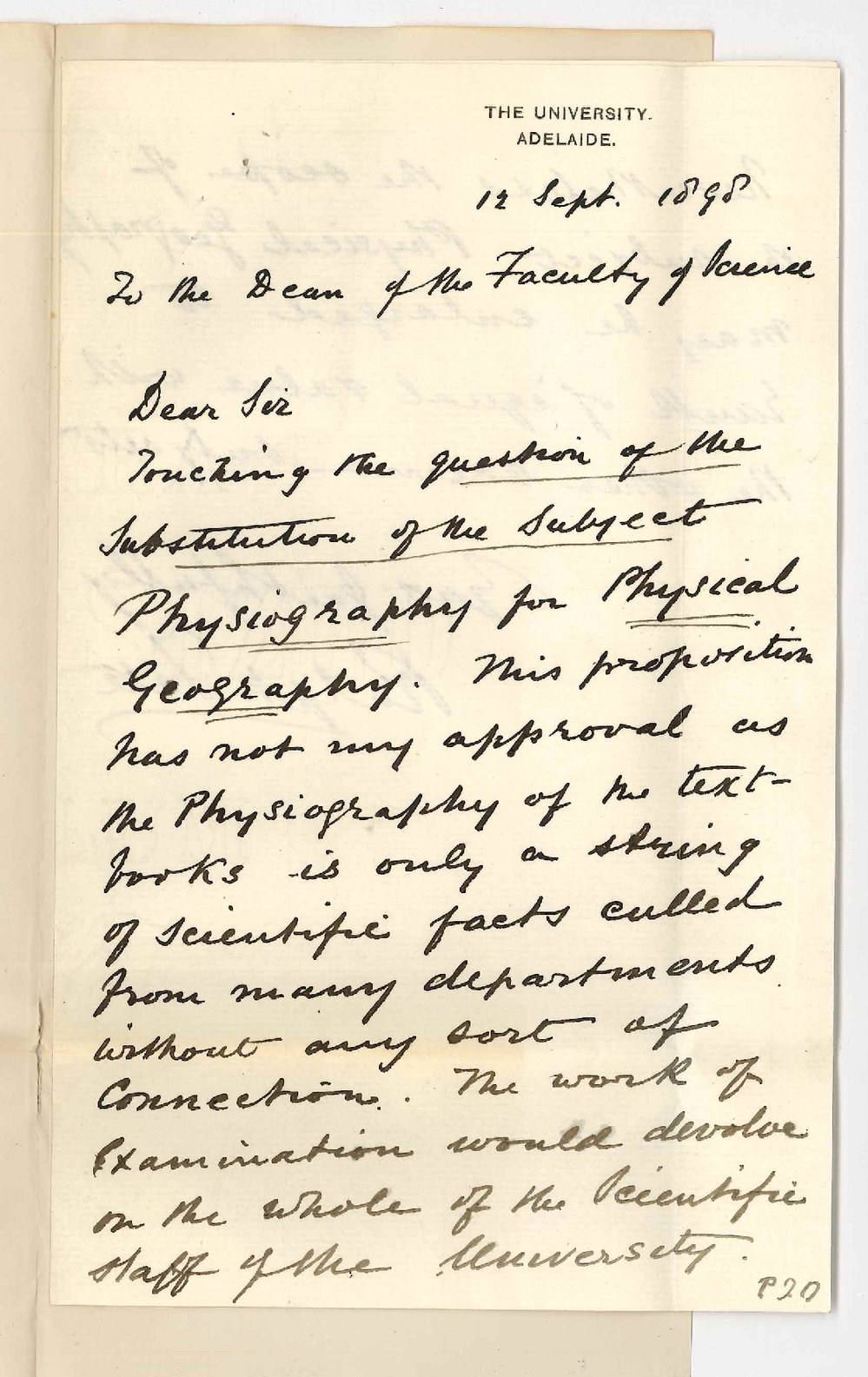 Ralph Tate - University - Question of the substitution of the subject Physiography for Physical Geography