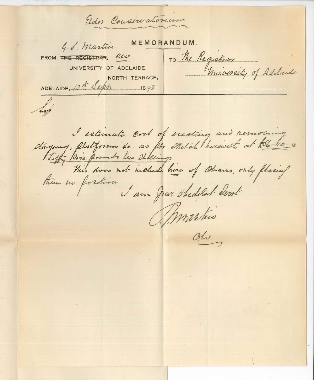 Mr G S Martin - Estimated cost of Conservatorium Platform