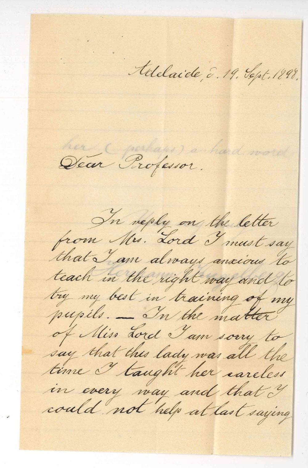 Herr Hermann Kugelberg - Re Complaint from Mrs Lord