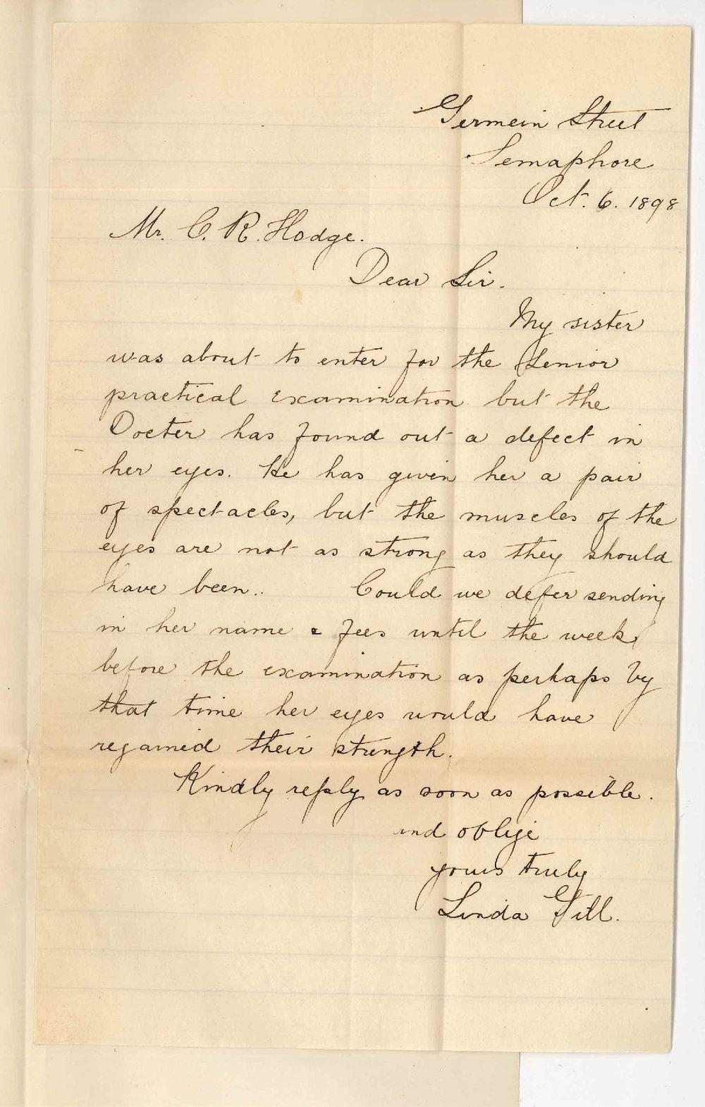 Miss Linda Gill - Semaphore - Senior Practice of Music Examination