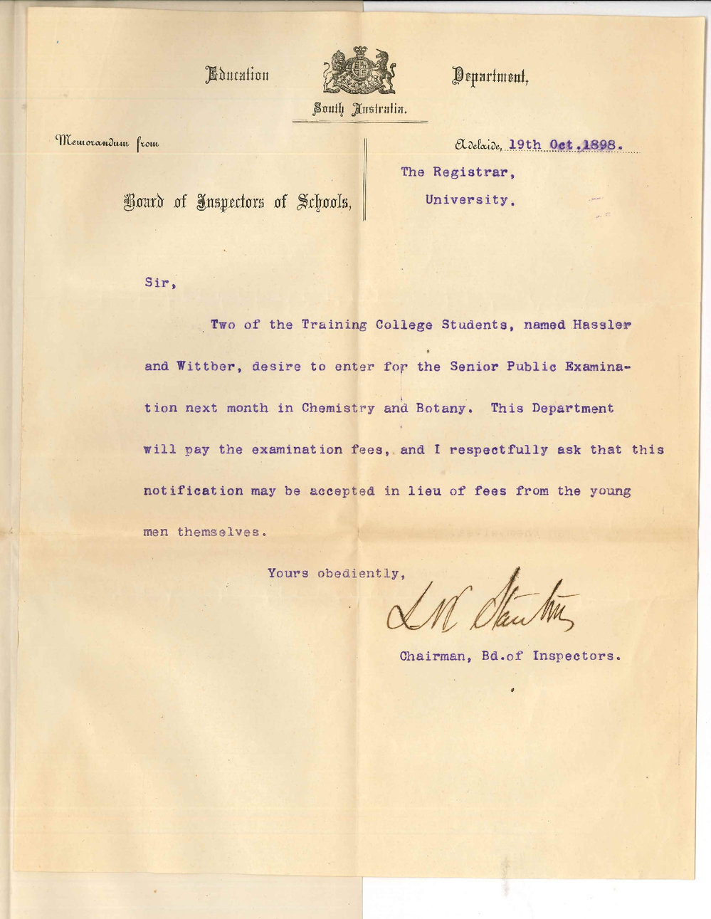 L W Stanton - Education Department - Senior Public Exam Candidates