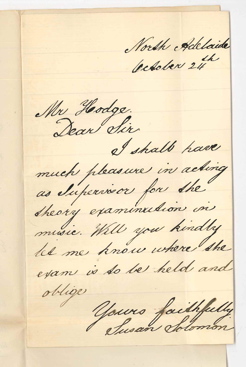 Susie S Solomon - North Adelaide - Willing to act as Supervisor in Theory Exam