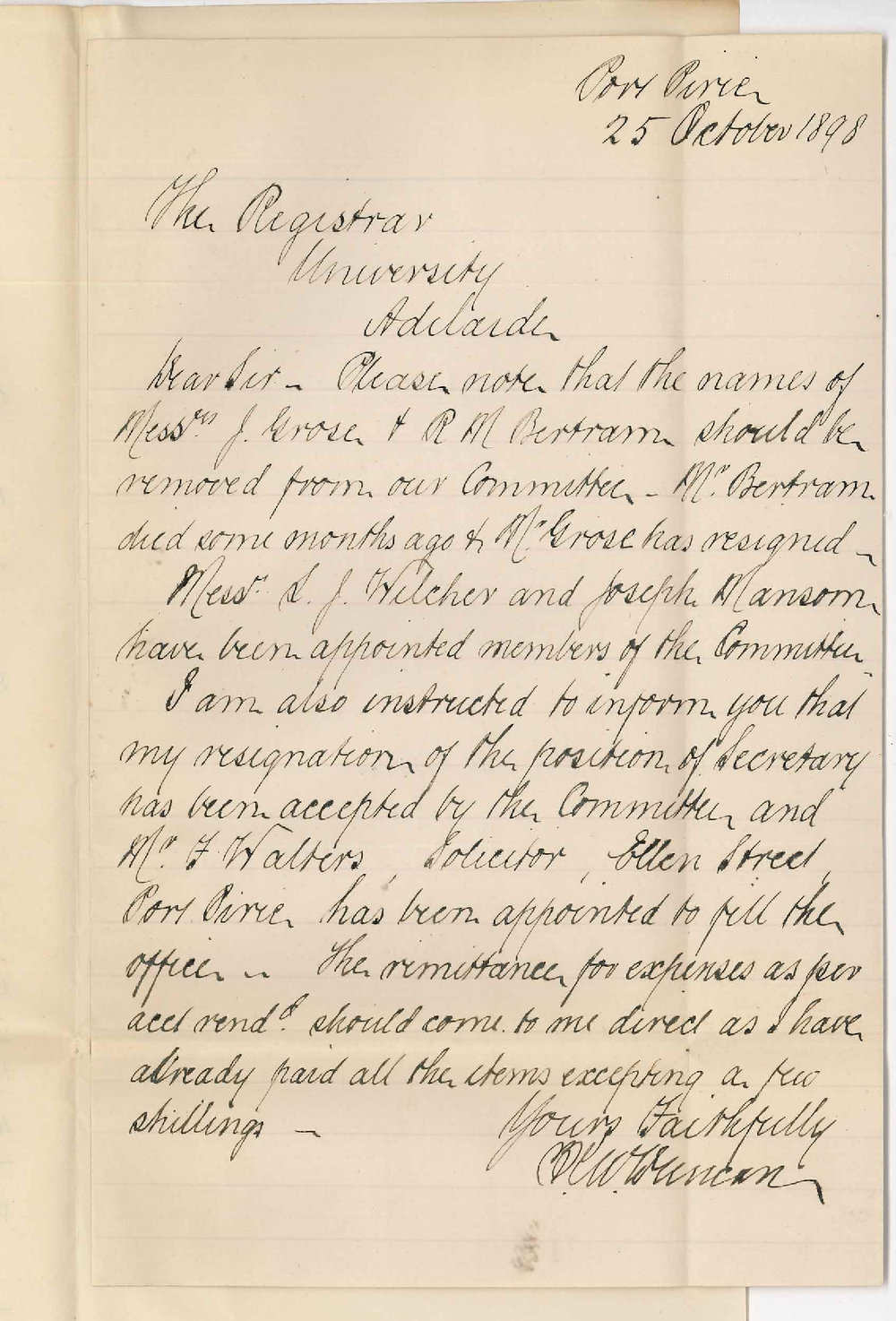 K W Duncan - Port Pirie - Port Pirie Committee