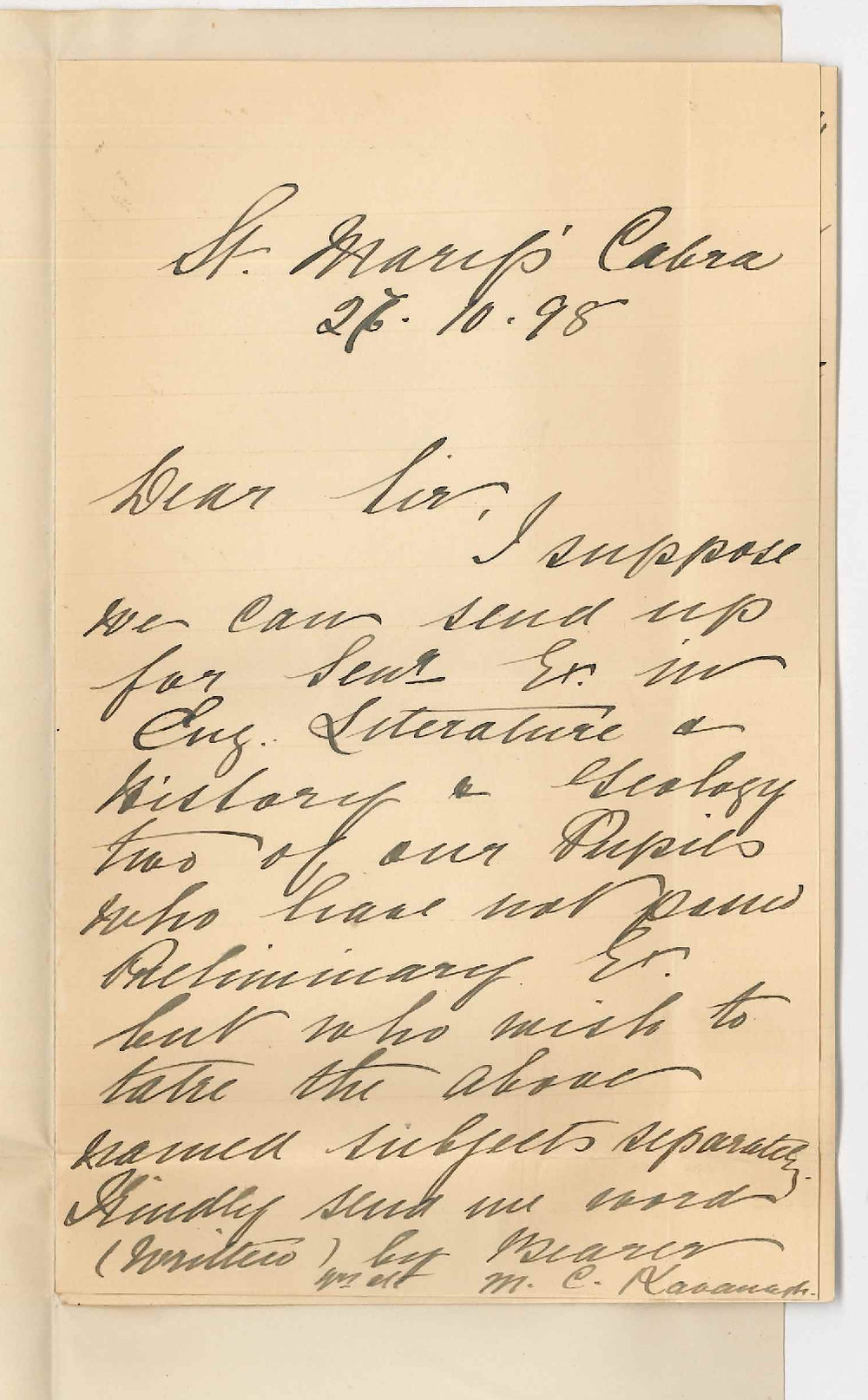 Dominican Convent - Goodwood - Senior Exam - Request for Primary Music Certificates