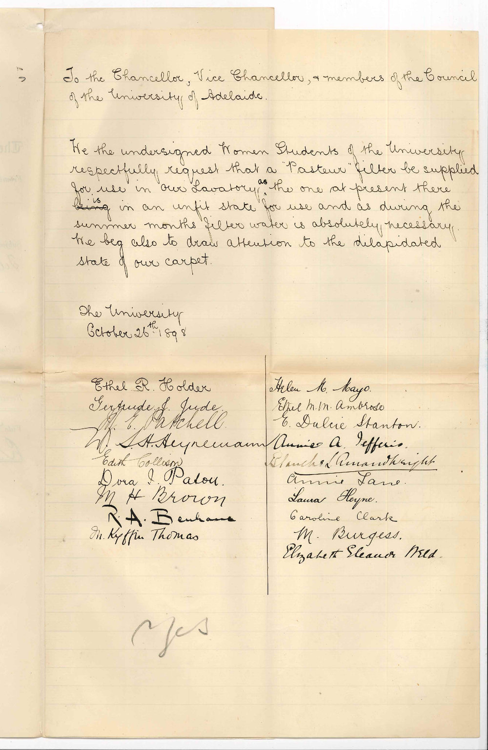 Lady Students - University - Request for Pasteur Filter for Laboratory