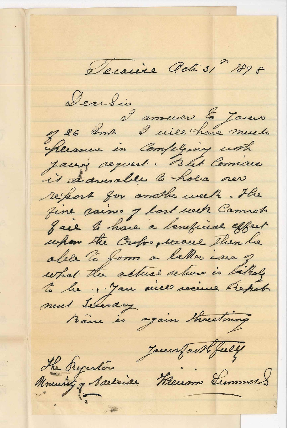 W Summers - Terowie - Concerning Report on Property at Terowie