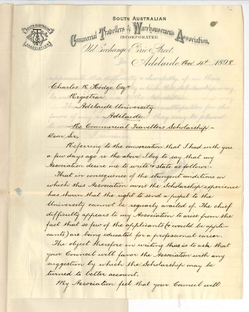 Arch Mackie - Commercial Travellers and Warehousemens Association - Commercial Travellers Scholarship