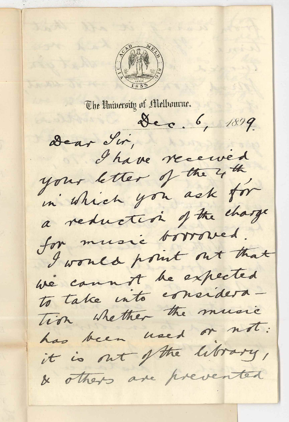 E H Bromby - University of Melbourne - Conservatorium of Music Melbourne Accounts for loan of Music