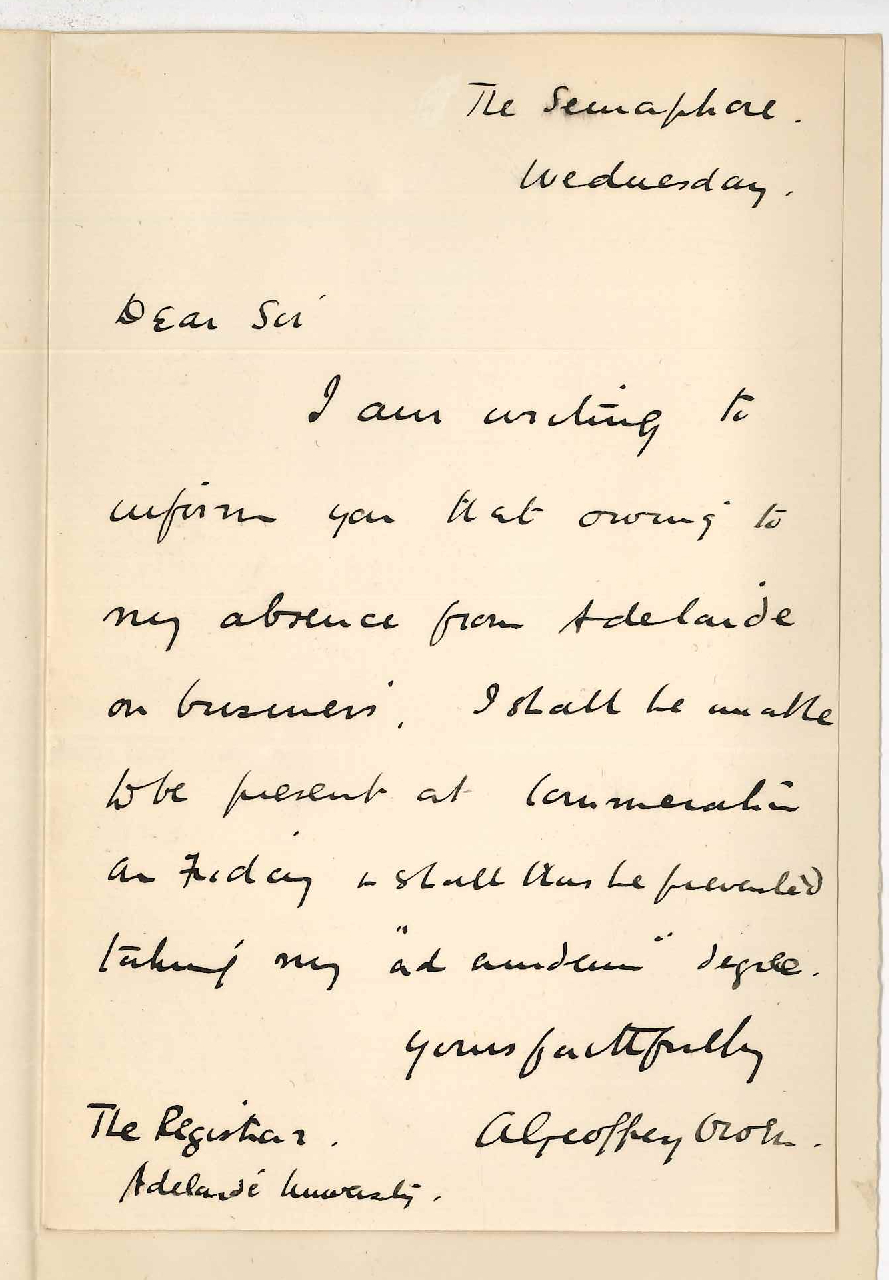 A Geoffrey Owen - Semaphore - Unable to take ad eundem degree