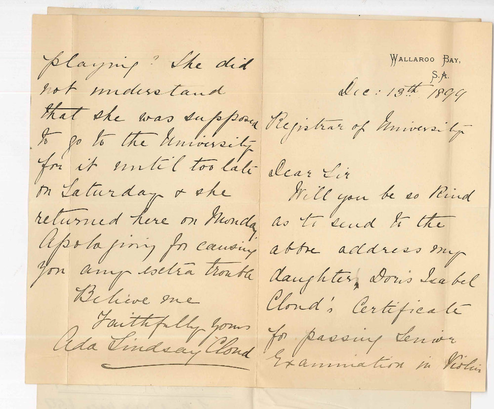 Mrs Thomas Charles Cloud - Wallaroo Bay - Requesting Certificate