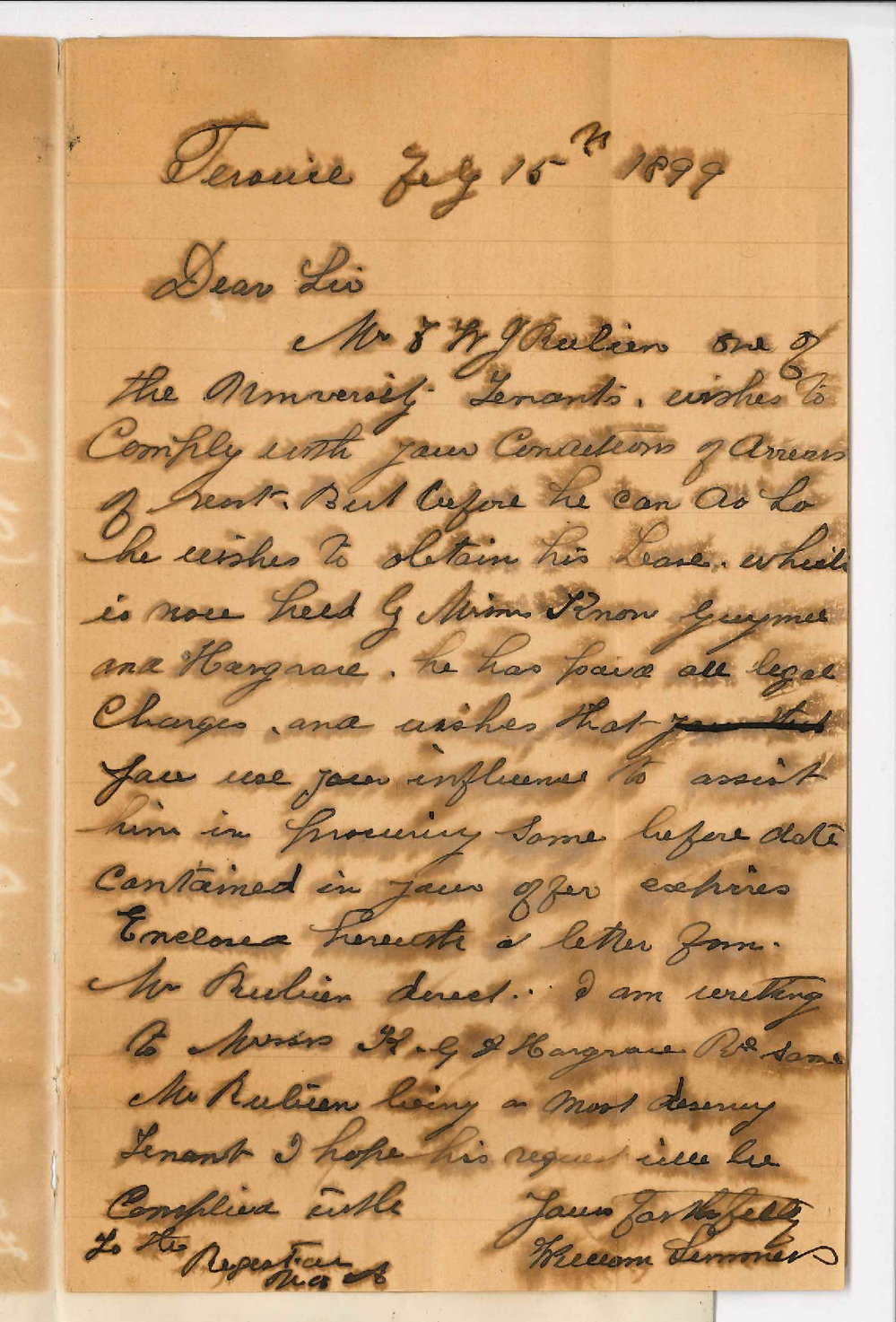 William Summers - Terowie - Forwarding letter from Mr F W J Rubien