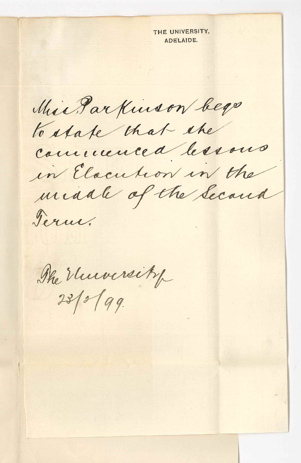 Miss Parkinson - Elocution Class