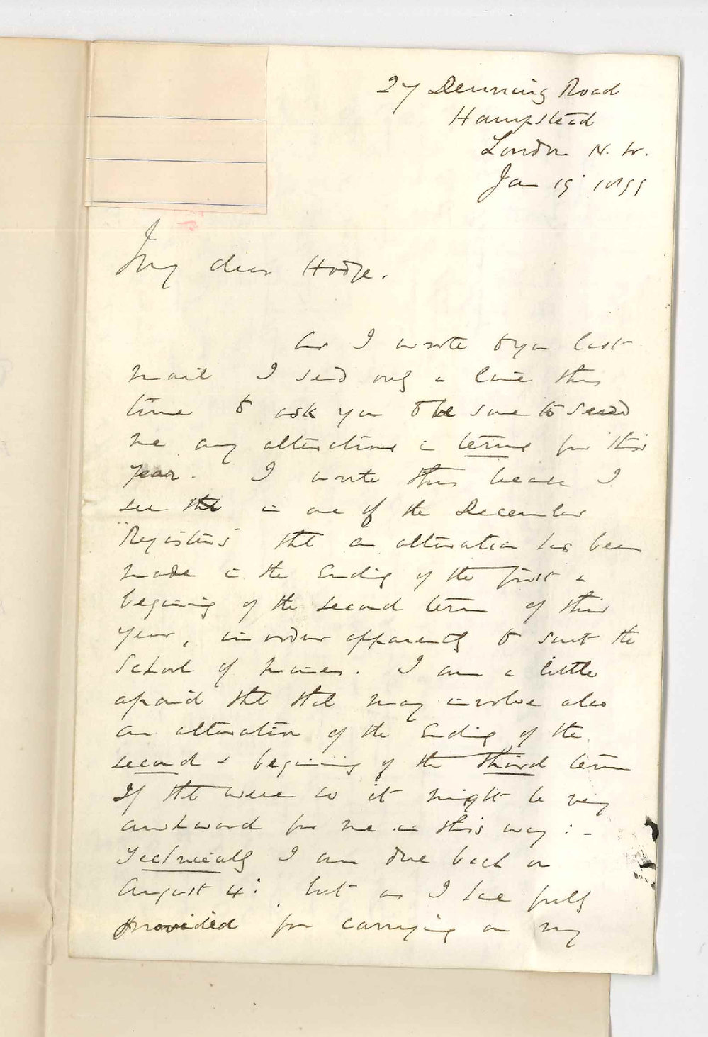 Professor Edward Henry Rennie - London - Concerning alteration in terms