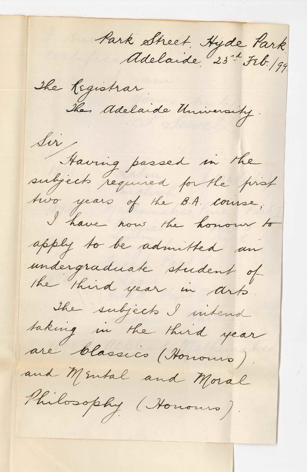 Frank Sewell - Hyde Park - 3rd Year BA Course