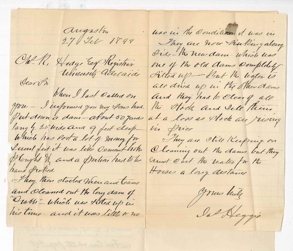 James Heggie - Angaston - Concerning improvements on Land at Angaston