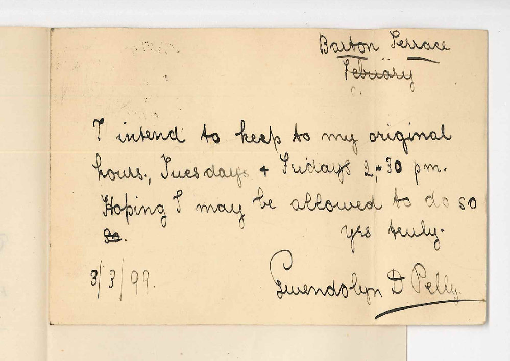 Miss Gwendolyn D Pelly - North Adelaide - Studies at The Conservatorium