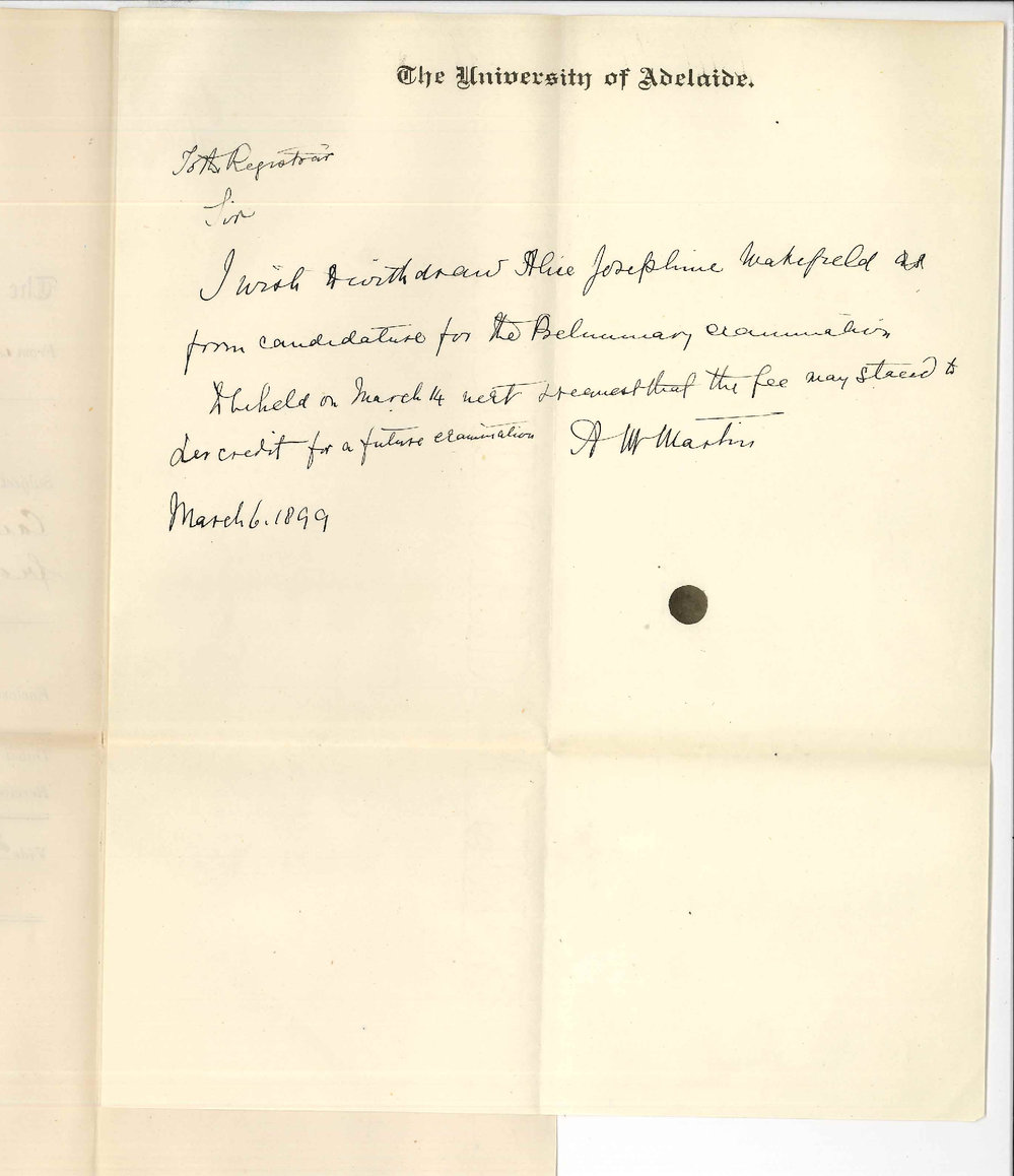 Miss A M Martin - University - Withdrawing Candidate No 214 from Preliminary