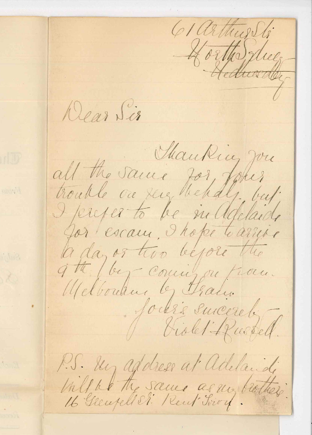 Miss Violet Russell - Sydney - Exam Elder Scholarship