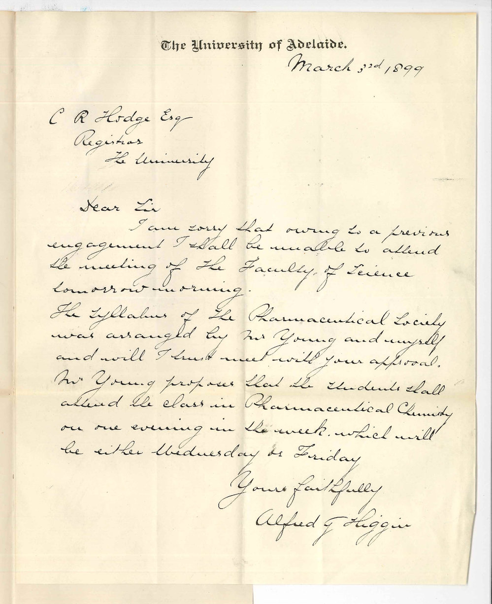 Alfred James Higgin - Concerning proposed Syllabus for the Pharmaceutical Society