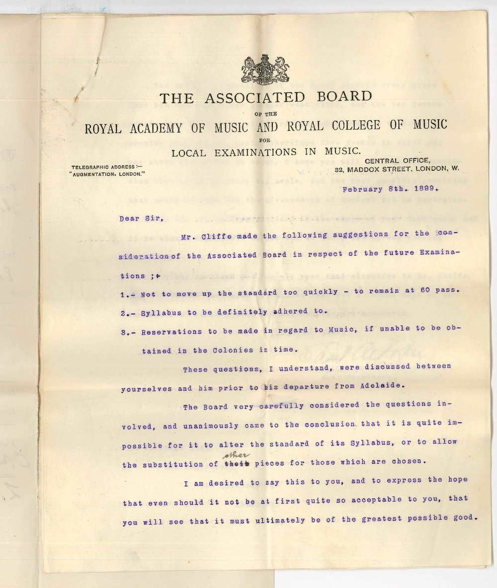 Samuel Aitken - Honorary Secretary - Associated Board London - Concerning Music Examinations