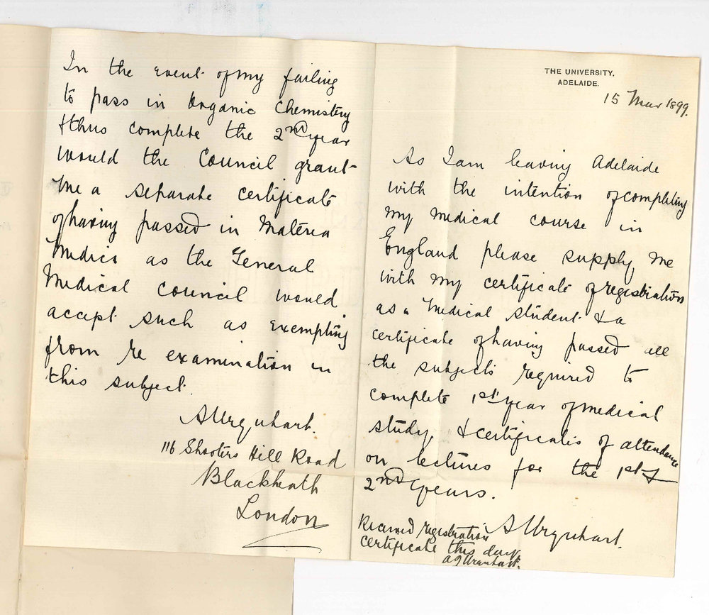 Alfred James Urquhart - The University - Request for MB Certificates