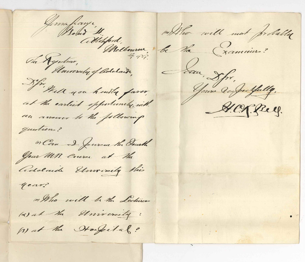 H C R Bell - Melbourne - Fourth Year MB Course at Adelaide University