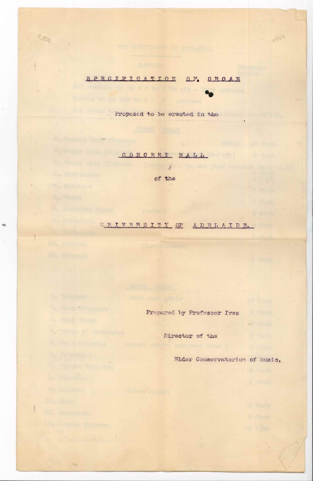 J E Dodd - Twin Street - Concerning Conservatorium Organ