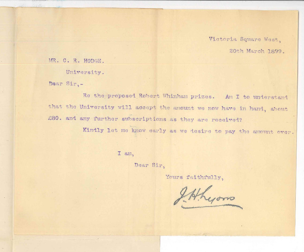 J H Lyons - Adelaide - Robert Whinham Prizes